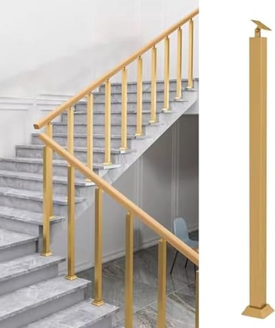 Vierkante Leuningpaal - Balustrade Spindel - Veiligheid Verhoging - Smeedijzer Design - 75 cm Hoog - Zwart