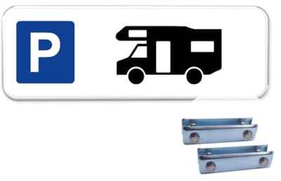 Parkeerbord Campers - Weerbestendig Aluminium - 40x15 cm - Bevestiging: Met hekbeugels (voor spijlen- of gaashek)