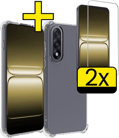 Hoesje - Met Screenprotector - 2 Stuks - Geschikt voor OnePlus Nord 5 - Sterk & Shockproof - Siliconen Case - Back Cover - Telefoon Hoes - Shock Proof - Telefoonhoesjes - Transparant