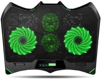 Laptop Koeler - Koelmat Laptop - Gaming en Kantoor - Batman Vorm - 4 Ventilatoren - Groen