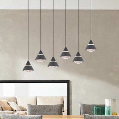 TRIO ROMEO - Hanglamp - Zwart mat - incl. 6x SMD 7 W - Plafondbevestiging - Traploos in hoogte verstelbaar - DIP - Schakelaar - Niet dimbaar