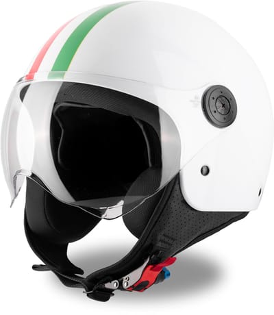 VINZ Gavia Italiaanse Helm - Scooterhelm / Motorhelm / Brommerhelm - Wit - S