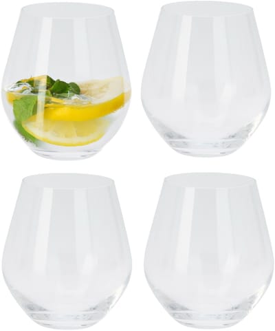 Excellent Houseware Tumbler waterglazen/drinkglazen - 4x stuks - 400 ml - Luxe kristal drinkglazen - Glazen voor frisdrank/water