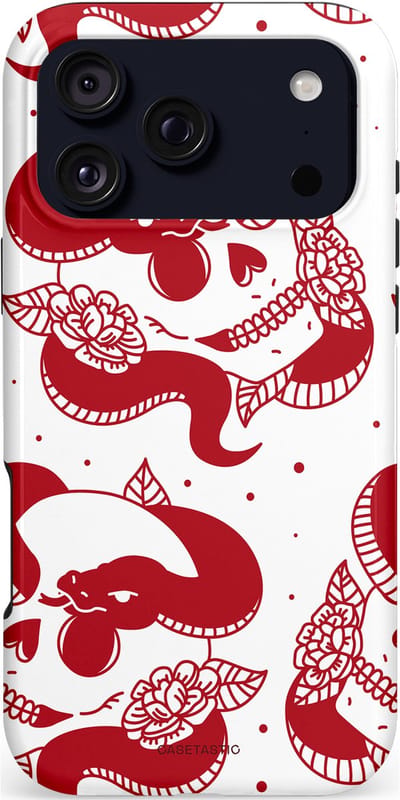 Casetastic hoesje geschikt voor Apple iPhone 17 Pro Max - MagSafe - Dubbellaagse bescherming - Beet van de nacht - Fashion Case - Wit Rood Lichtroze