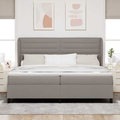 vidaXL - Boxspring - bed - met - hoofdeinde - Taupe - 200 - x - 200 - cm - Stof