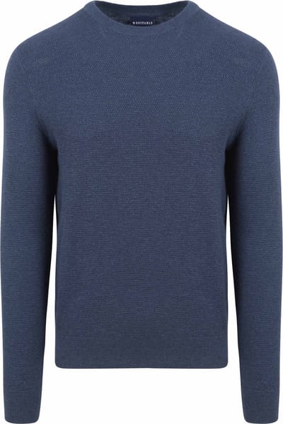 Suitable Trui Structuur Petrol - Maat XXL - Heren - Sweater