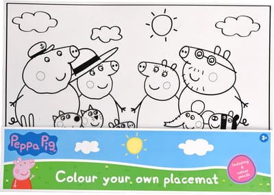 Kleur je eigen placemat Peppa Pig