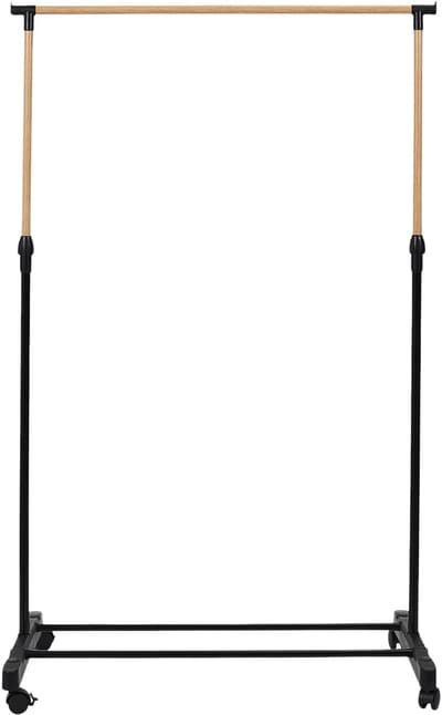Home Deco Factory mobiel kledingrek - verstelbaar - op wielen - zwart - 160 cm - kledinghanger - opslag