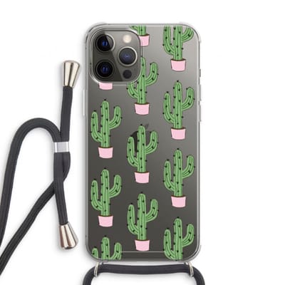 Case Company® - Hoesje met koord geschikt voor iPhone 12 Pro hoesje met Koord - Cactus Lover - Telefoonhoesje met Zwart Koord - Bescherming aan alle Kanten en Over de Schermrand