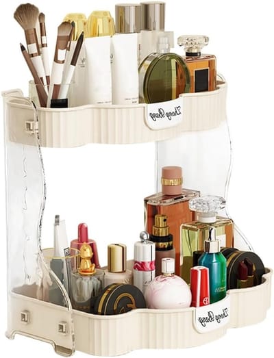 Make-up Organizer met 2 niveaus voor cosmetica en huidverzorging, opbergoplossing voor badkamer en make-up tafel, ideaal voor vrouwen