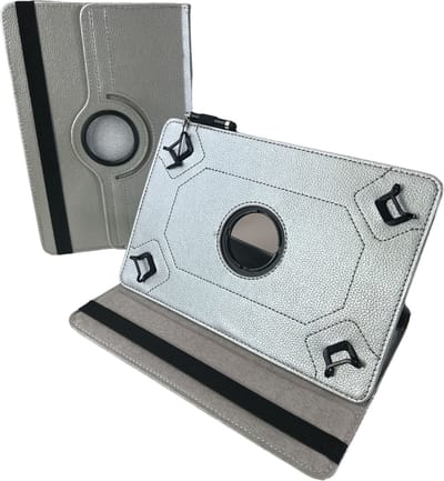 Universele Tablet Hoes voor 8 inch Tablet - 360° draaibaar - Zilver Geschikt voor: Teclast/Huawei/Blackview/Asus/Lenovo/Fusion/Vankyo/Fire/DOOGEE/Hipad/Xiaomi/BOOX/PRITOM/TCL/OPPO Android Pad Tablets