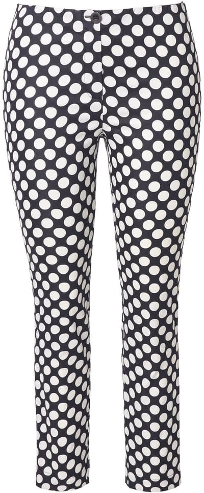 Ulla Popken - Dames - Broek stippen strakke pijp elastische tailleband - Zwart - Maat 42