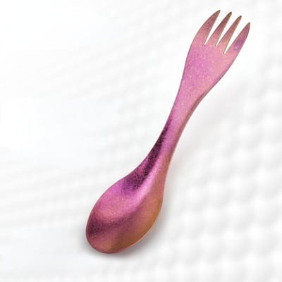 Accessoires van hoge kwaliteit Ultralicht Draagbaar Buiteneetgerei Picknick Vork Lepel TiTo Titanium Spork Camping Reizen roze
