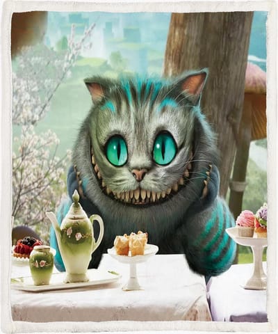 Fleece Deken Cheshire Cat Tea Time – 150 x 200 cm – Sherpa – Coloured House