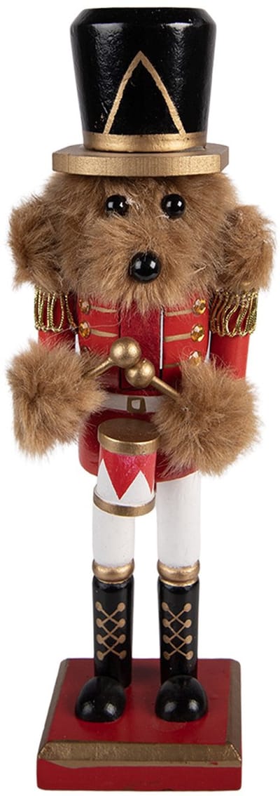 Clayre & Eef Kerstdecoratie Beeld Notenkraker 9x8x25 cm Rood Hout