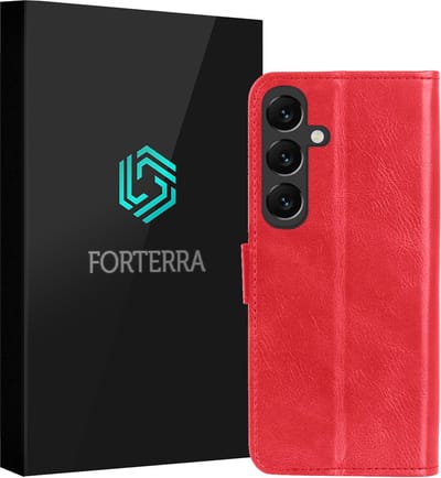 Hoesje Geschikt voor Samsung Galaxy S25 - Luxe Bookcase - Walletcase Hoes - Portemonnee - Cover - Rood