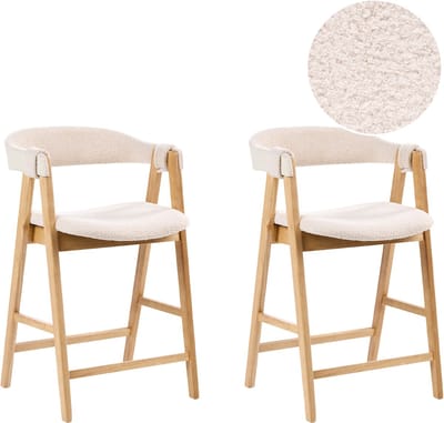 DAY - Barstoelen set van 2 - Lichtbruin/Lichtbeige - Bouclé