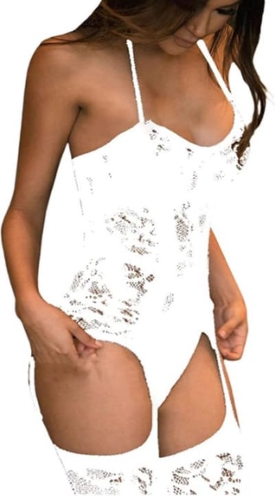 Erotische Lingerieset I Sexy Lingerie Set I Sexy Kanten Body I Erotische Body I Open Kruis I One Size I Wit
