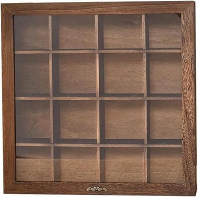 Houten Sieradenkist - Opbergdoos Vitrine - Sieraden Organiseren - Microvezel Voering - Multi Raster - Naturel