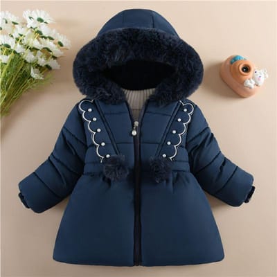 Vêtements en Coton pour Filles Portant des Vestes en Coton avec Polaire Ajoutée pour Prévenir le Froid Style Princesse Épaissi 110 black