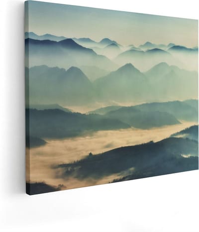 Artaza Canvas Schilderij Landschap - 50x40 cm - Wanddecoratie Bergen - Muurdecoratie Zonsondergang - Kamer Accessoires Natuur