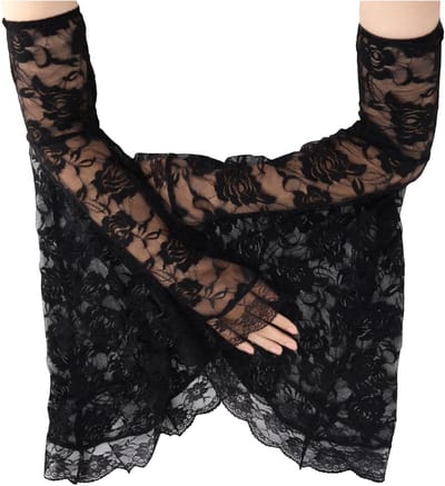 Zwarte Afneembare Kanten Mouwen voor Gothic Vampire Kleding, Perfect voor Halloween en Cosplay van Heksen en Vampiers