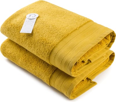 ARTG Towelzz® - DeLuxe - Badhanddoek - 70 x 140 cm - Mosterdgeel - Mustard - 700 gram/m2 - Set 2 stuks