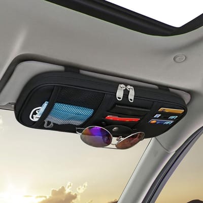 Dailygoody - Auto Zonneklep Organizer - Multifunctionele Pocket Houder - Zwart - Voor Zonnebrillen en Documenten - Perfect voor SUV en Truck - Kunstlee
