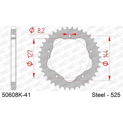 Stalen motortandwiel achteraan Afam 525 41 dents