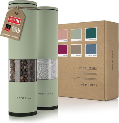 Zout-en-pepermolen set van 2 handmatige, verstelbare keramische molen - grof naar fijn malen - Designer kruidenmolen set (Sage)