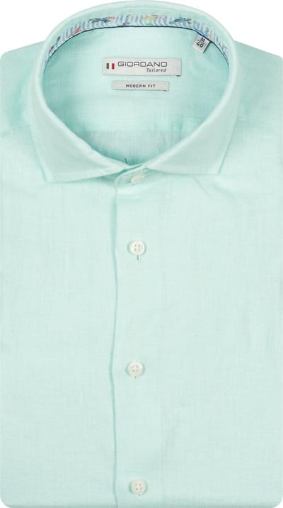 Giordano – Row – Heren Overhemd - Cutaway kraag – Linnen Overhemd - Lichtblauw – 617810-65