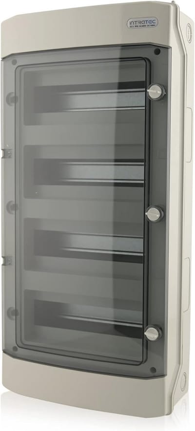 Waterdichte verdeelkast voor buiten - IP65, 4 Rijen, 48 Modules, Grijs