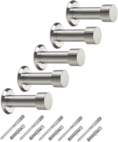 5 stuks SOTECH kapstokhaken Tuula RVS geborsteld lengte: 53 mm incl. plaatje en bevestigingsset