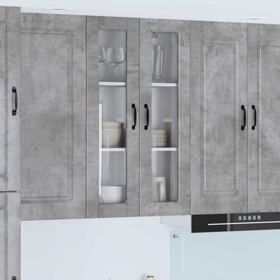 vidaXL - Wandglas - Kasten - PORTO - Beton - Grijs - 60 - x - 31 - x - 100 - cm - Bewerkt - hout