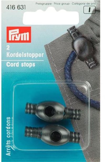 Prym Koordstoppers met 1 gaatje - art 416 631 - 2x koordstopper zwart - 30 x 12 mm - kunststof