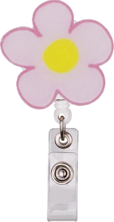 Fako Bijoux - Badgehouder - Sleutel Houder - Rolspeld - Bloem - Roze