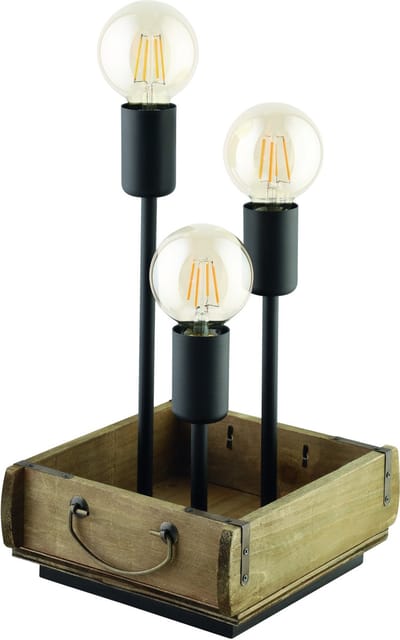 EGLO Wootton Tafellamp - E27 - Ø 18 cm - Zwart|Bruin