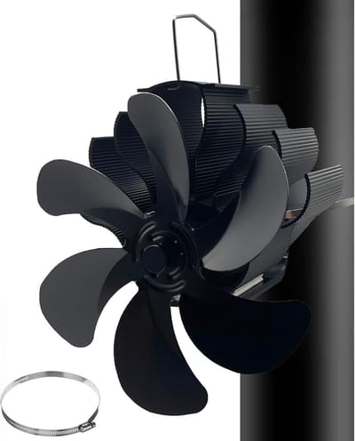 Stille 6-bladen Kachelventilator voor Houtkachels - Milieuvriendelijk en Warmteverspreiding via Schoorsteen