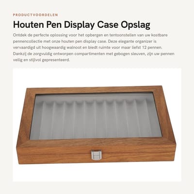 Dailygoods- Pennenbox voor 12 Pennen - Houten Opbergdoos - Organizer met 12 Pennenleuven - Cadeau voor Vader/Vriend - Duurzaam en Schokbestendig - Langdurig Gebruik - Pennendisplay