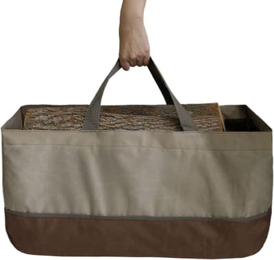 Brandhout Drager - Houtzak Draagtas - Open Haard Vullen - Versterkt Oxford Weefsel - 61x28x30cm - Zwart