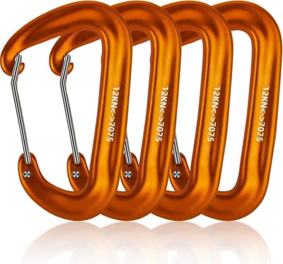 Aluminium Karabiners - Robuuste Haken - Outdoor Avonturen - Hoge Treksterkte - 4 Stuks 12 kN - Zwart