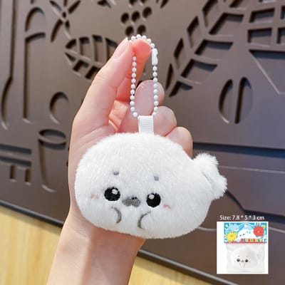 Sac à fermeture éclair Jouet en peluche Porte-clés Pendentif Dessin animé Mignon Poupée en peluche blanche Pendentif Décoration de sac Pendentif Accessoires style coréen Cadeau gray
