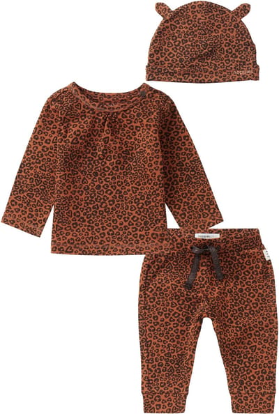 Noppies - Kledingset - 3 delig - Broek Bergville Rust - Shirt Mkuze Rust - Muts Edendale Rust - Maat 68