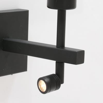 Wandlamp | 20 cm | stang klei | 2 lichts | E27 | bruin grijs zwart | metaal stof | moderne verlichting