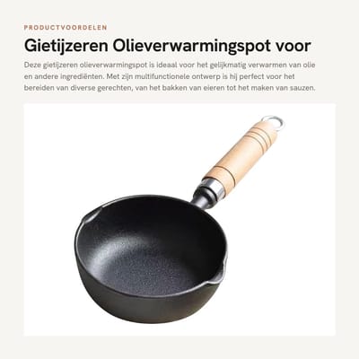 Dailygoods- Olieverwarmingspot Gietijzer - Gelijkmatige Warmteverdeling - Multifunctioneel Koken - Hoge Zijkanten - Snel Koken - Ideaal voor Gezinnen - Kookpan