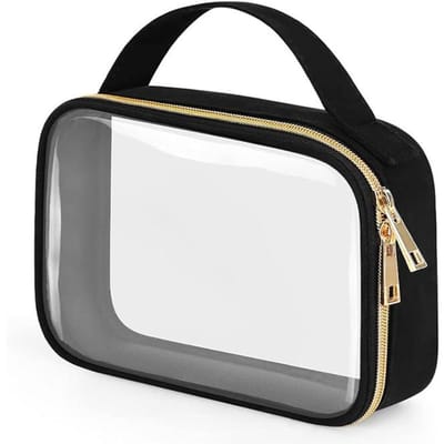 Sac de Toilette de Voyage Transparent Imperméable Portable Sac de Rangement Multifonctionnel pour Cosmétiques S noir