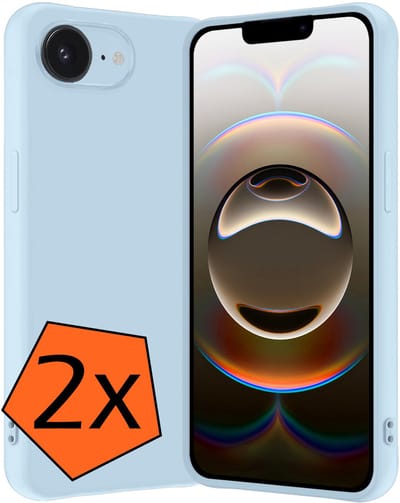 Hoes - 2 Stuks - Geschikt voor Apple iPhone 16e - Sterk & Shockproof - Case Siliconen - Back Cover - Telefoon Hoes - Lichtblauw