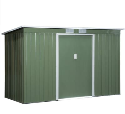 Metalen tuinhuis - Stalling - Tuinschuur - Huis - Overdekt - Lichtgroen - Scooter - Fiets