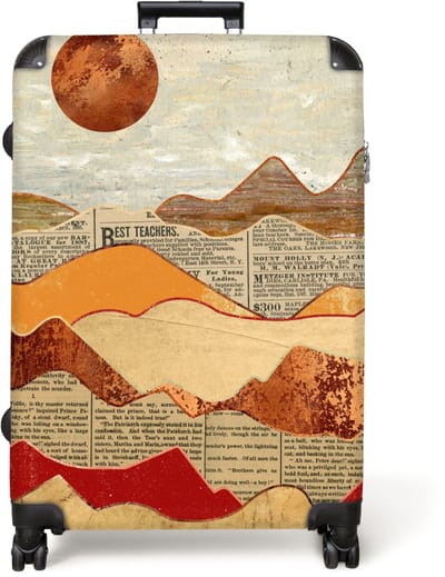 NoBoringSuitcases.com® - Koffer groot - Reiskoffer lichtgewicht - Vintage - Krant - Brons - Abstract - Landschap - Kleuren - Rolkoffer met 4 wielen - Grote trolley XL - 98 liter bagage