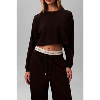 Calvin Klein Logo Jersey Long Sleeve Crop Black Taglia: S | Maglie a manica lunga Outlet | Donna | Nero